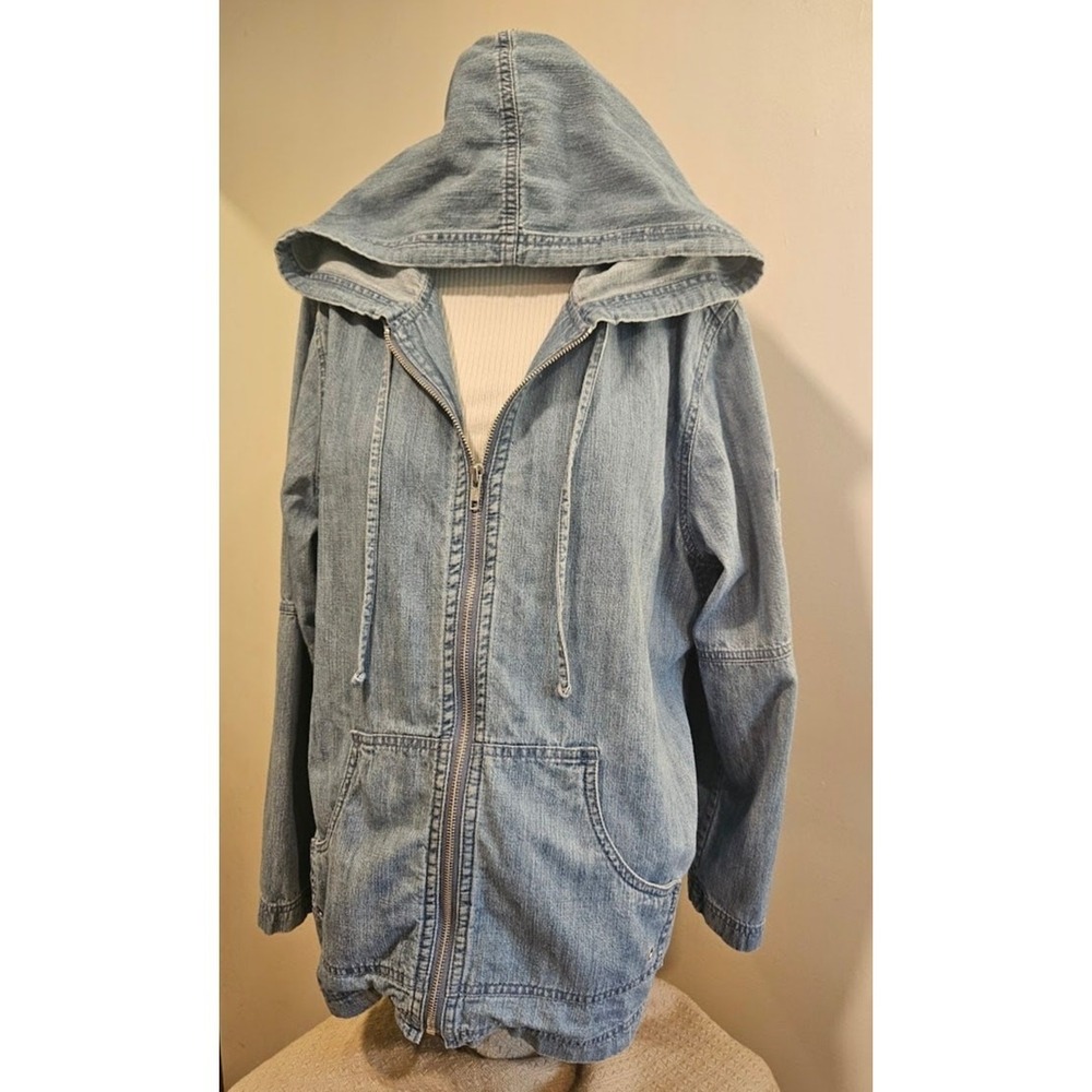 CJ Banks Denim Hooded Shirt Jacket / Shacket Womens Size X - *VINTAGE* - Picture 13 of 16